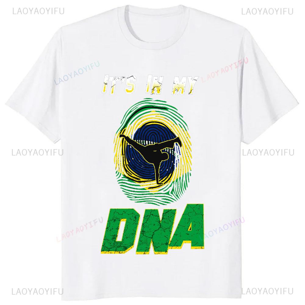 It in My DNA Capoeira Printed Tshirt Brazilian Faith Casual Fashion Loose Streetwear Short Sleeve Man Tshirt Breathe Women Tees