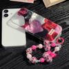 Bracelet Chain Painted Phone Case For iPhone 16 11 12 13 14 for 12 14 16 Pro 14 16 Pro Max Cute Pattern Hard Cover With Lanyard