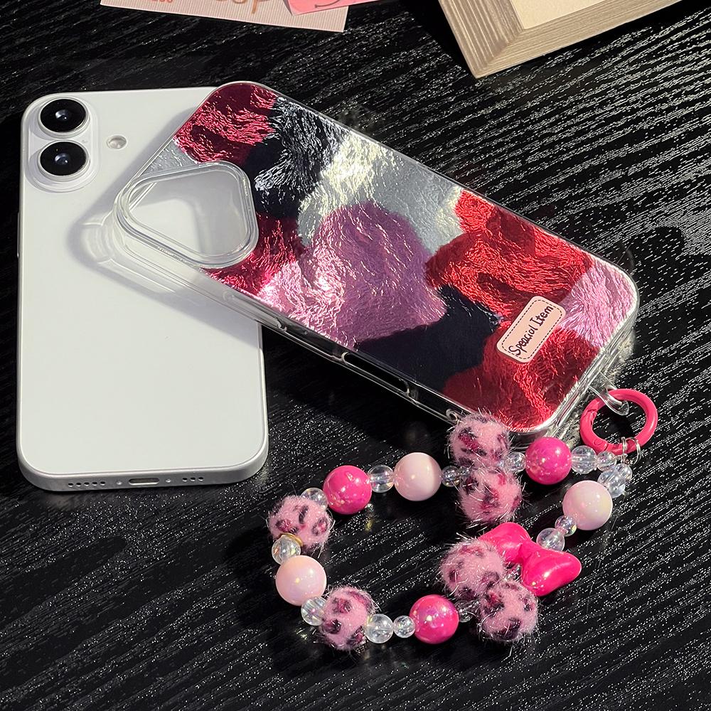Bracelet Chain Painted Phone Case For iPhone 16 11 12 13 14 for 12 14 16 Pro 14 16 Pro Max Cute Pattern Hard Cover With Lanyard