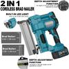 Cordless Portable Frame Nailer Tacker Furniture Staple Woodworking Power Tools Brushless 2 In 1 Electric Nail Gun