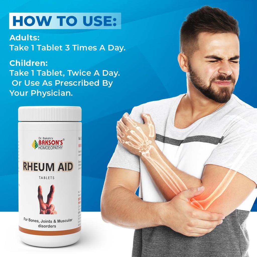 Dr. Bakshi's Bakson's Rheum Aid Tablets 200 Tablets for Joint Pain, Muscular Weakness, and Fatigue Relief