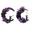 Halloween Wreath for Front Door Moon for Cat Rose Flower Garland Hanging Ornament Farmhouse Home Indoor Outdoor Decorations