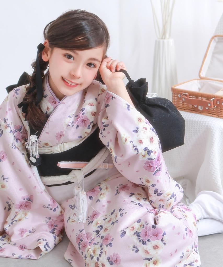 Shichigosan Kimono Set 753 Full Dull Yumesaki [KYOETSU] [Kyoetsu] 7-year-old Girl's Four-piece Obi, Accessories, Hakoseko, Set, (3. Momoka, 115-125cm)