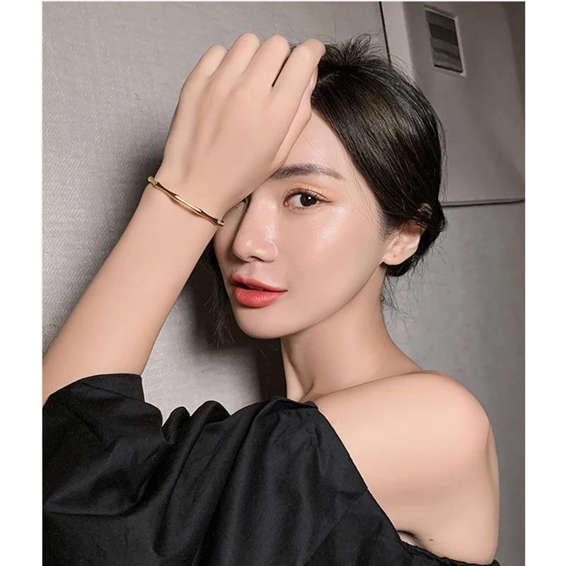 MEYRROYU Brățări din oțel inoxidabil de culoare aurie din bambus, brățară de tendință 2023, pentru femei, bărbați, cadou de petrecere romantică, bijuterii de modă