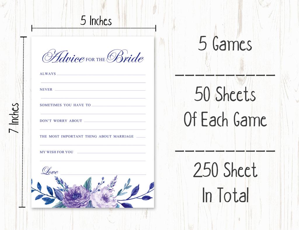 INKDOTPOT Floral Tea Party Theme Bachelorette Party Games Set Bundle of 5 (Activities for 50 Guests) Fun Bridal Shower Games Set