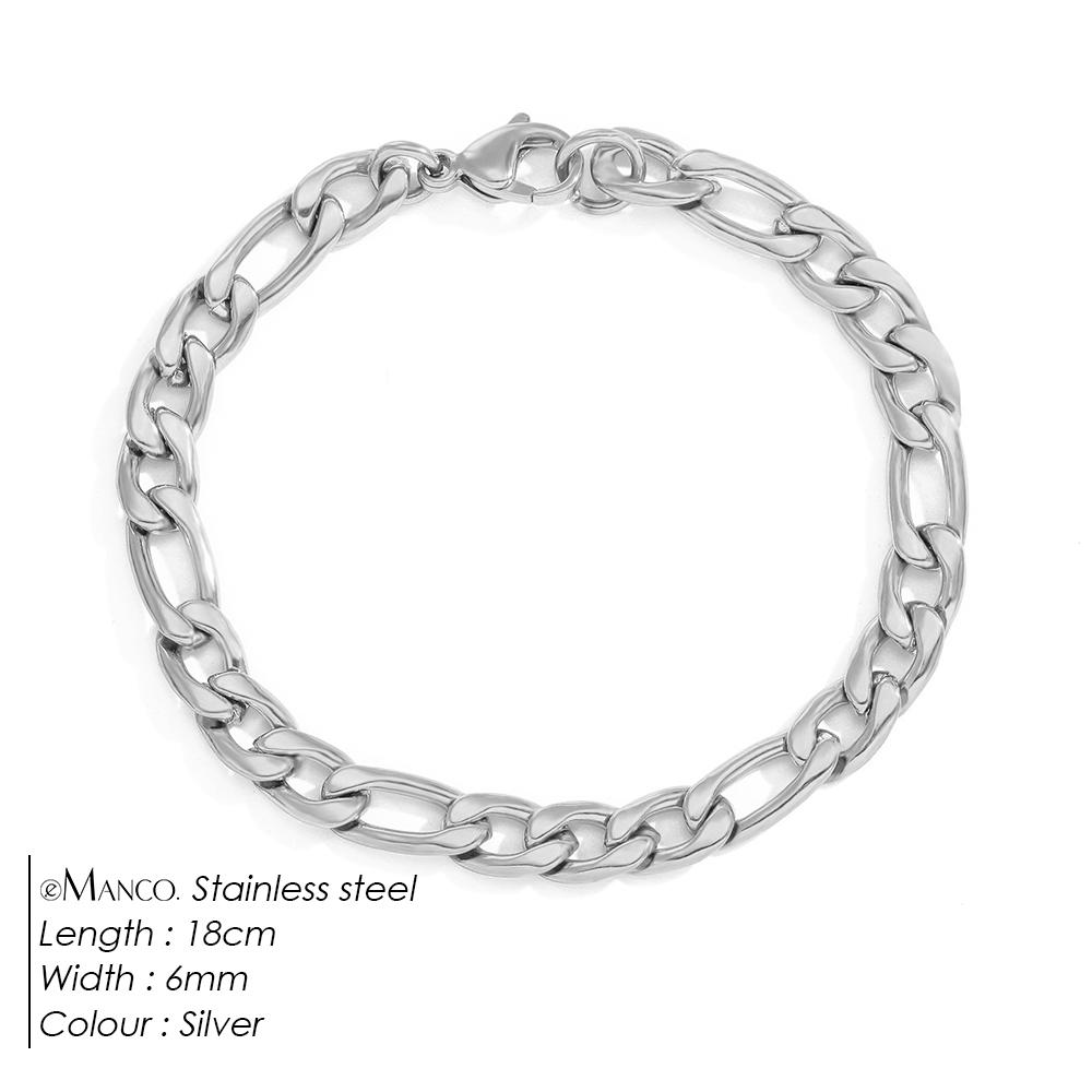 EManco Female Figaro Link Chain Stainless Steel Bracelet Gold Charm Bracelets Chain Bracelets for Women Man Gifts