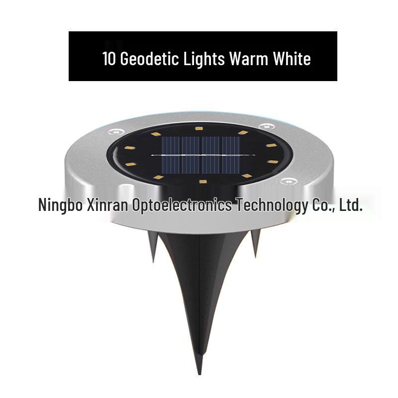 Solar Edelstahl 8-LED Bodeneinbauleuchte für Rasen- & Hofdekoration