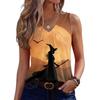 Women's Sleeveless V Neck Tank Top Casual Halloween Pumpkin Print Blouse Lightweight Summer Shirt for Everyday Wear