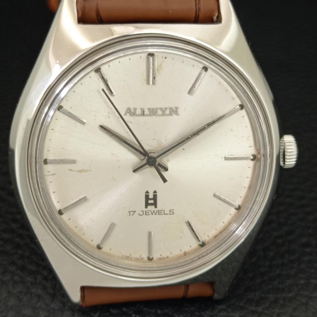 VINTAGE ALLWYN 6300A HAND-WINDING INDIA MENS ORIGINAL DIAL WATCH a708123-1