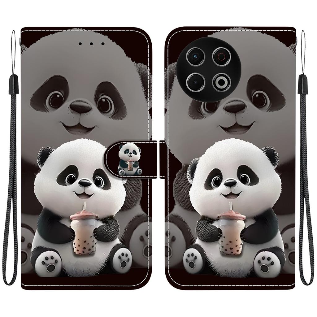 Handmade PU Leather Flip Case for Tecno Spark 30 / Spark 30 Pro Anti-Slip Shockproof Cover with Wrist Strap & Heart/Rose Cat Designs