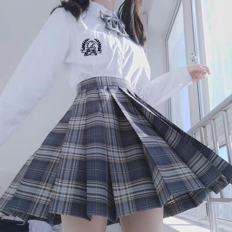 Ash Women's Academy Style Sailor Suit: Short Sleeve JK Student Uniform with Genuine Pleated Short Skirt