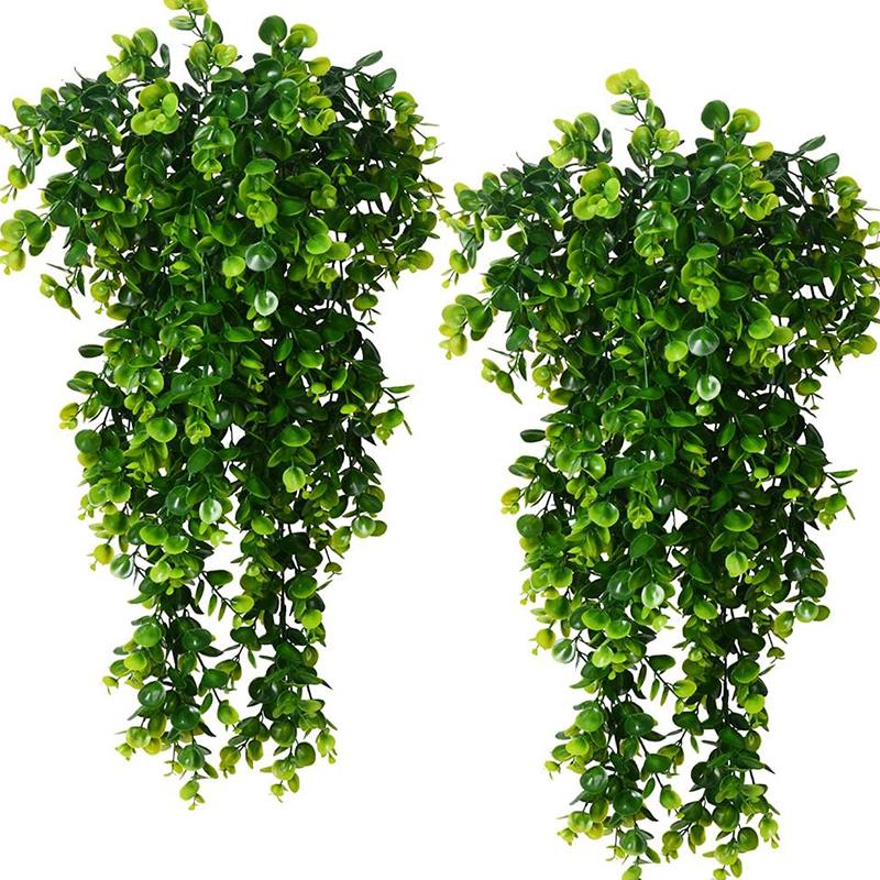 1/2PCS Artificial Hanging Plants Faux Eucalyptus Leaf Greenery Vine Outdoor UV Resistant Plastic Plants for Home Wedding Decor