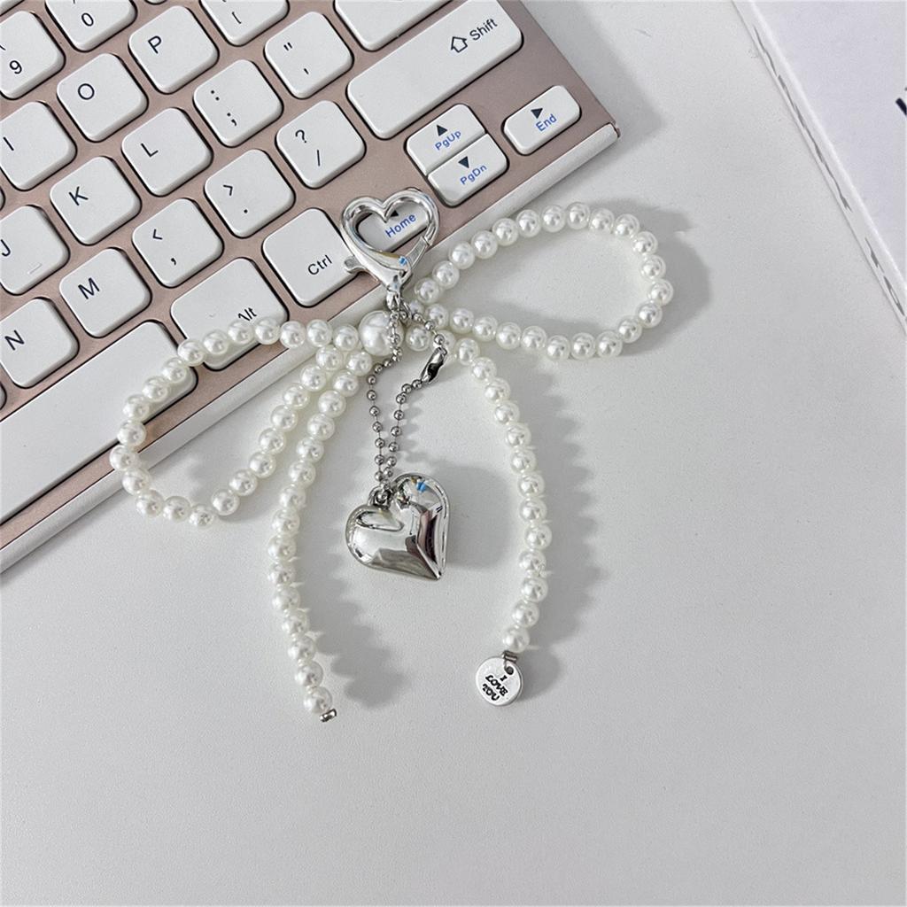 Versatile Fashion Key Chain Accessory Trendy Heart Bowknot Pendant Keychain Simple Keyrings Accessory for Bag Purse