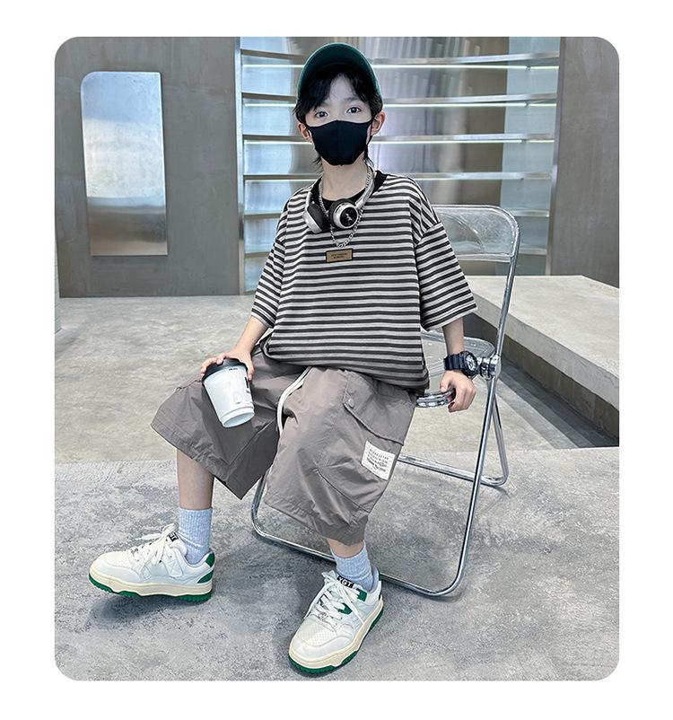 2025 Boys' Gradient Striped Short-Sleeve T-Shirt - Trendy Summer Top