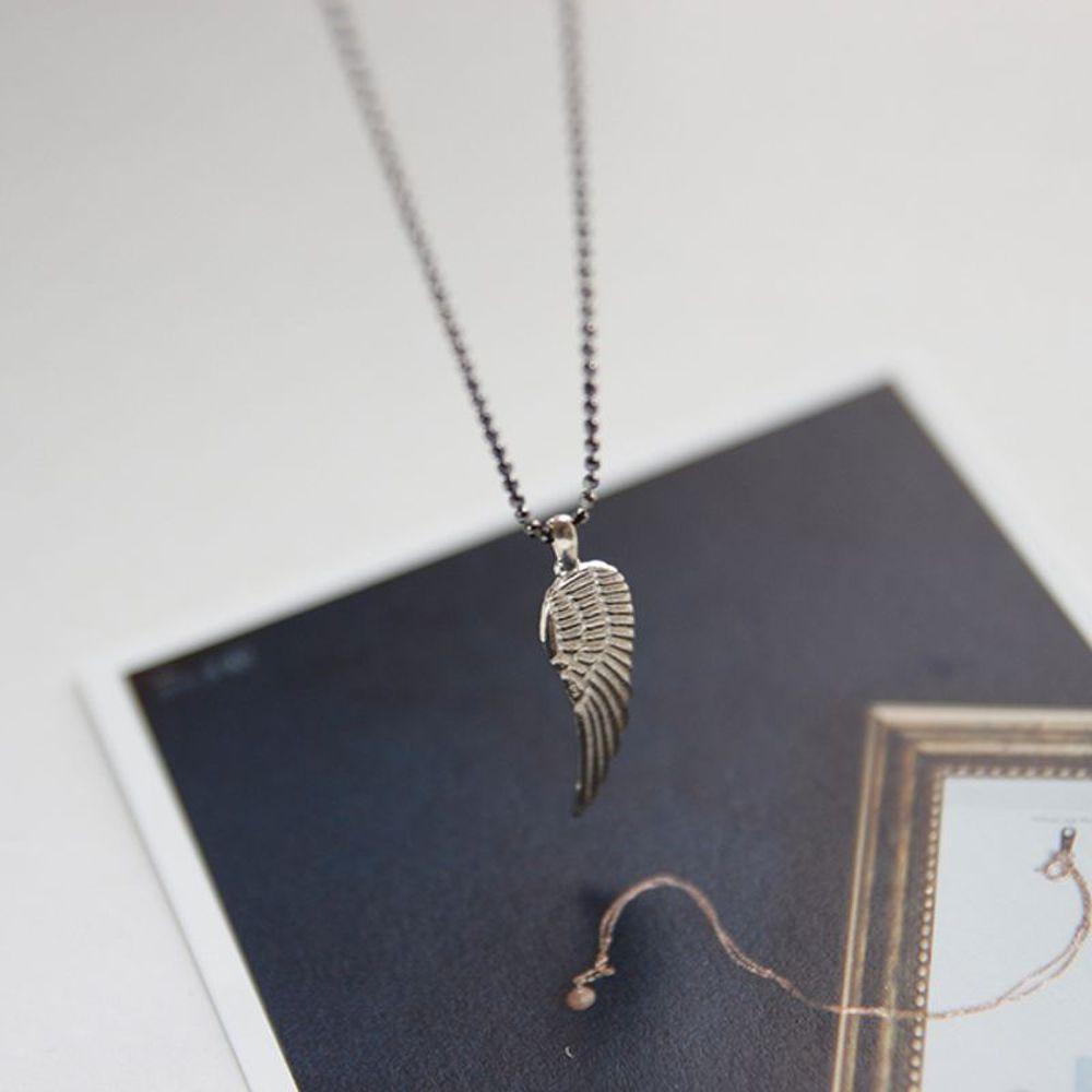 J.Lauren 07N0650 Winged Black Ball Chain Silver Long Necklace [30301536]