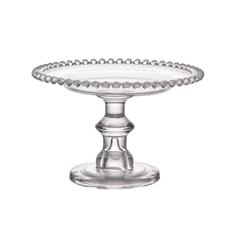 Transparent Glass Beaded High-Foot Serving Plate