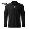 Men Solid Color Long Sleeve Shirt Autumn Winter Breathable Simple And Elegant Top Lapel Zipper Placket Outdoor Sports T-Shirt with