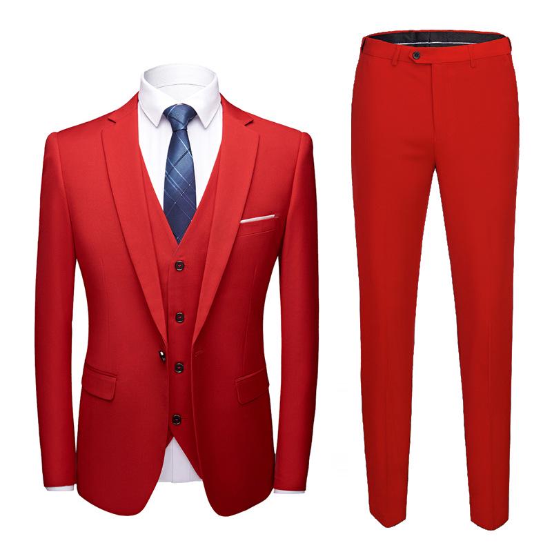 Men's Korean Style Slim Fit Wedding Tuxedo Three-Piece Suit