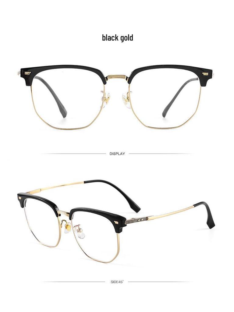 Liliwei Ultralight Semi-Titanium Retro Browline Anti-Blue Light Business Eyeglass Frame.