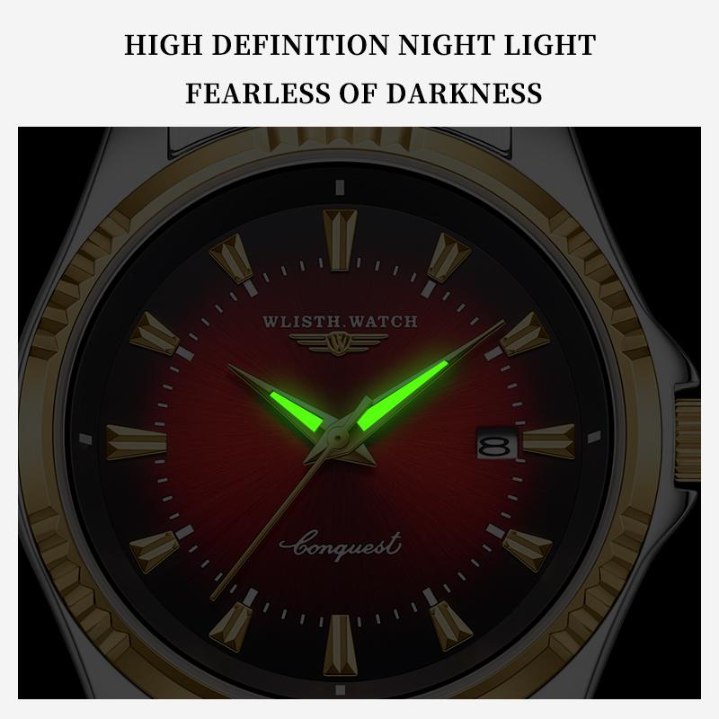 Mens Watches Stainless Steel Belt Quartz Wrist Watch Man Business Watch Calendar Date Luminous Casual Clock