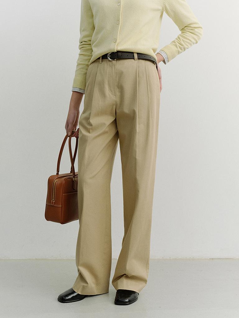 Deonseuteu Double Pleated Chino Slacks_Udpa6A224_Beige