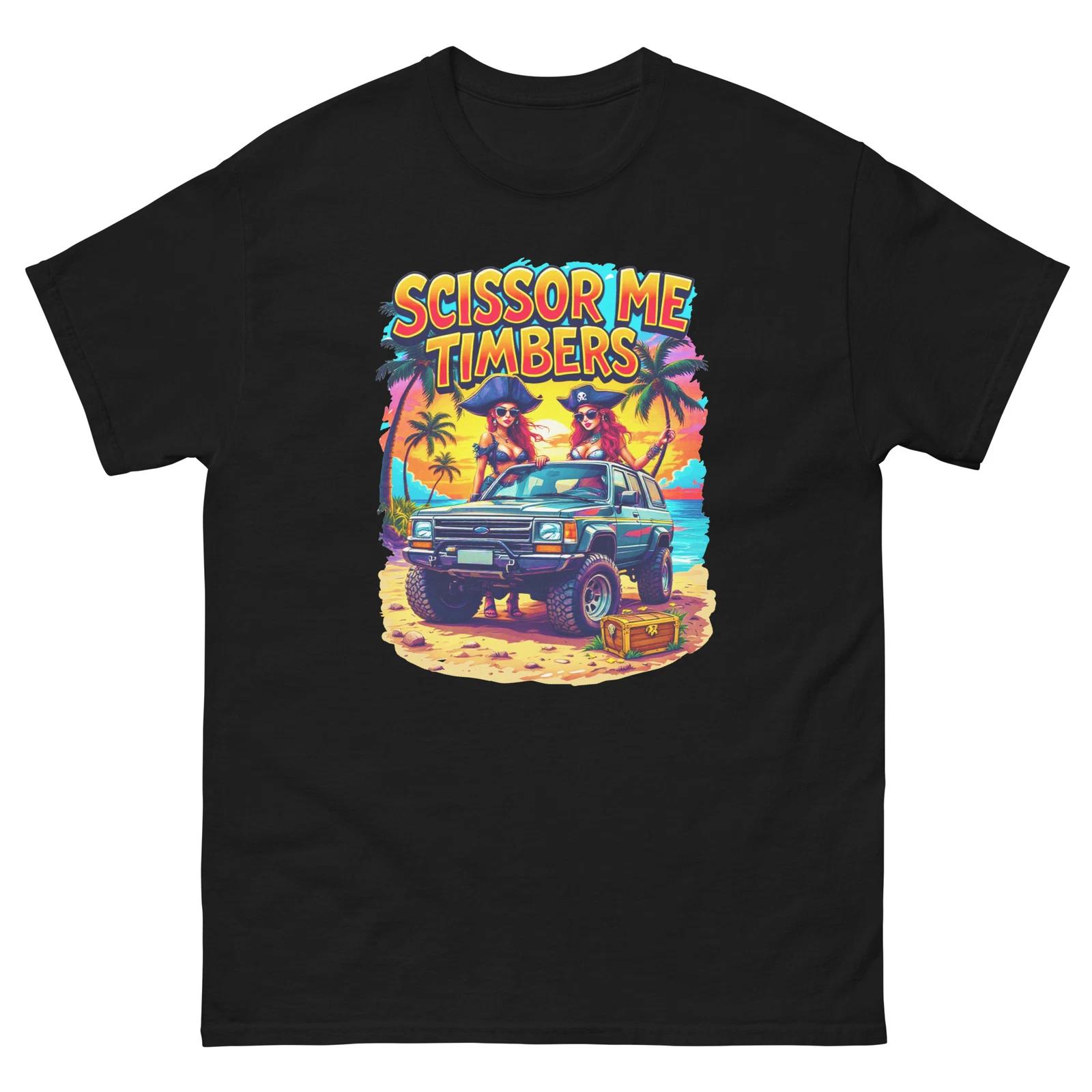 Scissor Me Timbers Ladies On Beach Fun T-Shirt 4XL