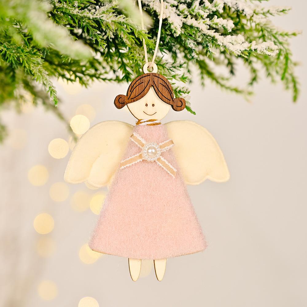 Beautifully Crafted Wooden Angel Girl Christmas Decorations In Colors Assorted