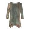 Women's Fashion Casual Crew-neck Floral Print Seven-point Sleeve Shirt Belted Loose Comfortable Top