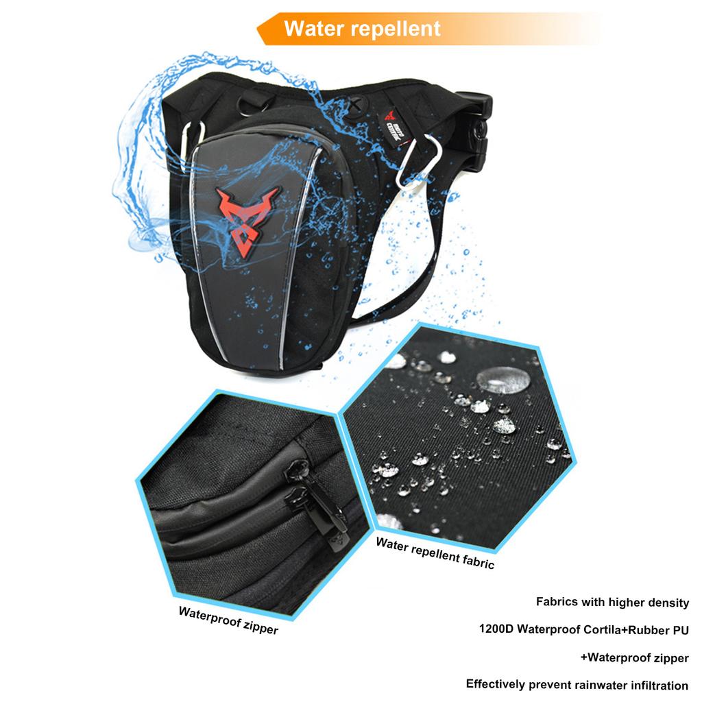 Motorcycle Drop Leg Bag Multi-Purpose Waterproof Thigh Pack With Earphone Cable Reserved Hole For Outdoor Hiking Cycling
