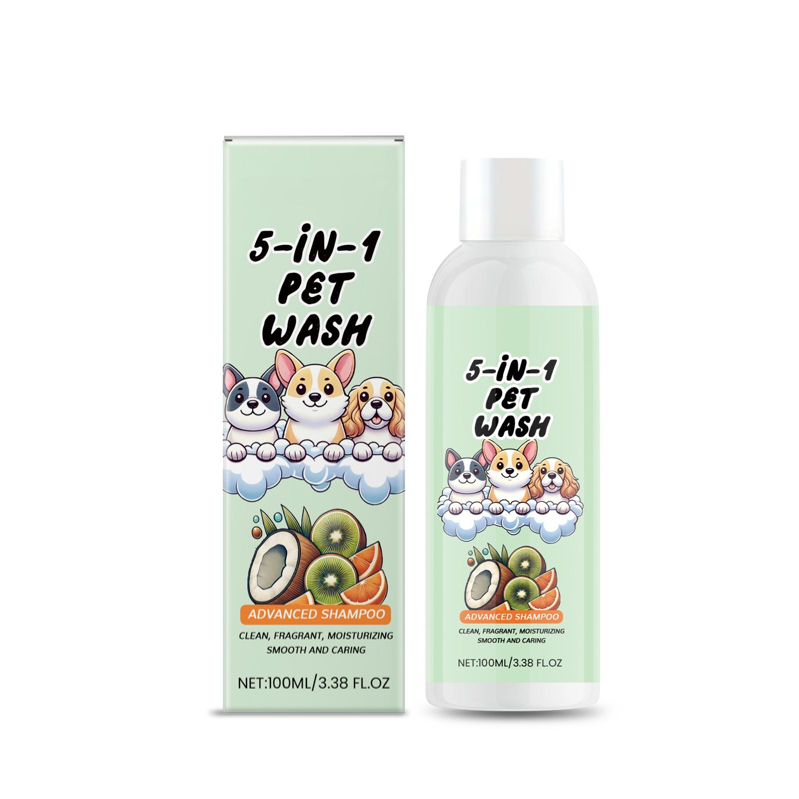 

5 в 1 Pet Gentle Cleansing Shampoo Растительная сыворотка Питательная против колтунов для собак и кошек Универсальный без слез 100 мл One Size