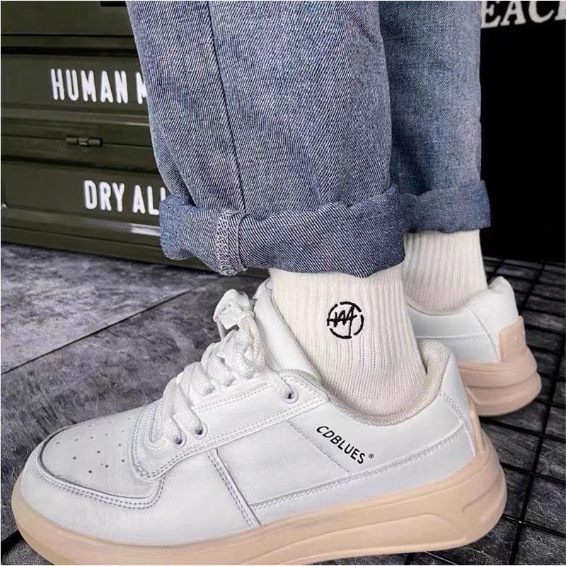 Tide Brand Summer Thin Solid Color Socks Letter Embroidered Short Socks Tide Pure Cotton Sports Medium Tube Socks