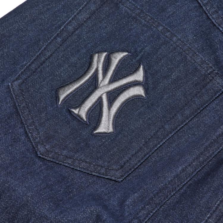 MLB New York Yankees Einfarbige Buchstabenlogo Gerade Beine Volle Länge Vintage Lässige Jeans Damen Jeans Blau 3FDPM0324-50NYD