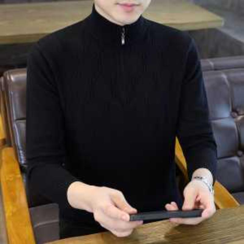 Men Half Zip Mock Neck Diamond Cable Knit Long Sleeve Pullover Sweater