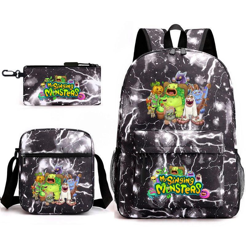 Monster Concert Starry Sky Backpack My Singing Monsters Elementary School Bag Three-Piece Set 17inch backpack