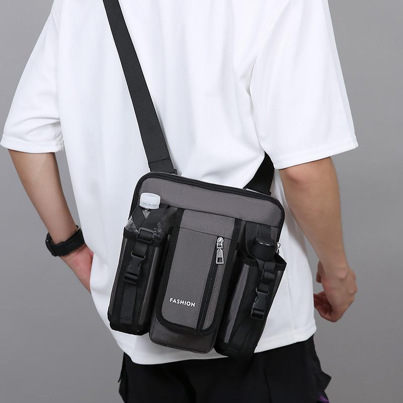 Men Crossbody Bag Single Shoulder Bags Big Capacity Storage Bag Fashion Multi-Pockets Outdoor Cup Bag
