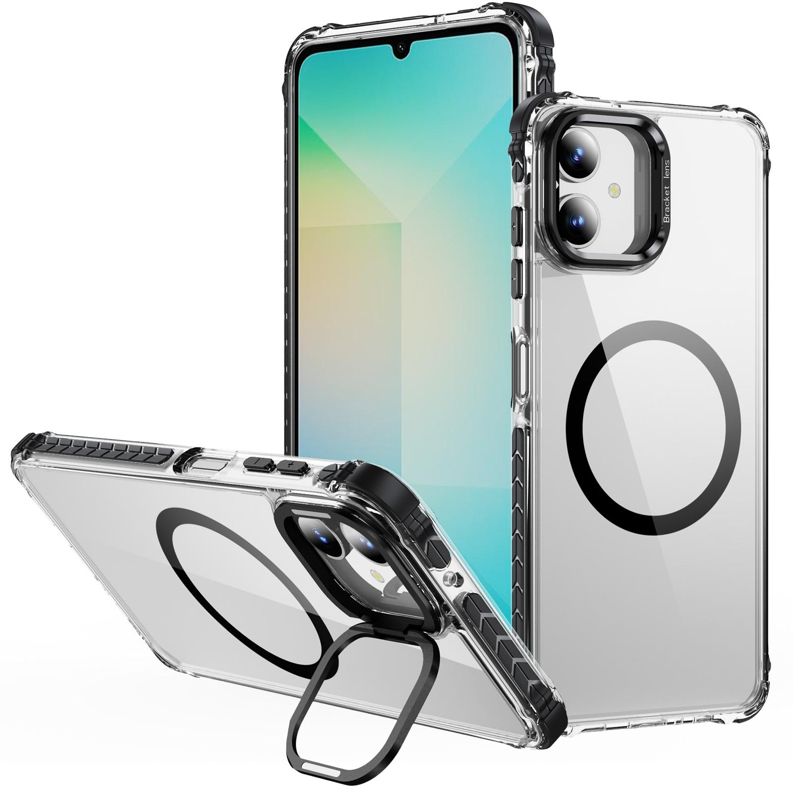 

Прозорий чохол для телефону Samsung Galaxy A06 4G з кришкою-підставкою для об єктива, сумісний з MagSafe Black