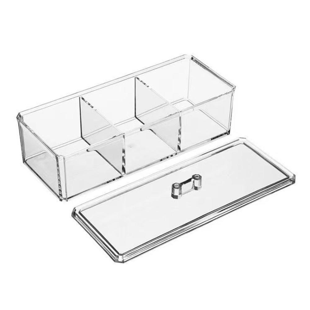 

Transparent Clear Cotton Pads Storage Box Cosmetic Divided Storage Box Cosmetic Display