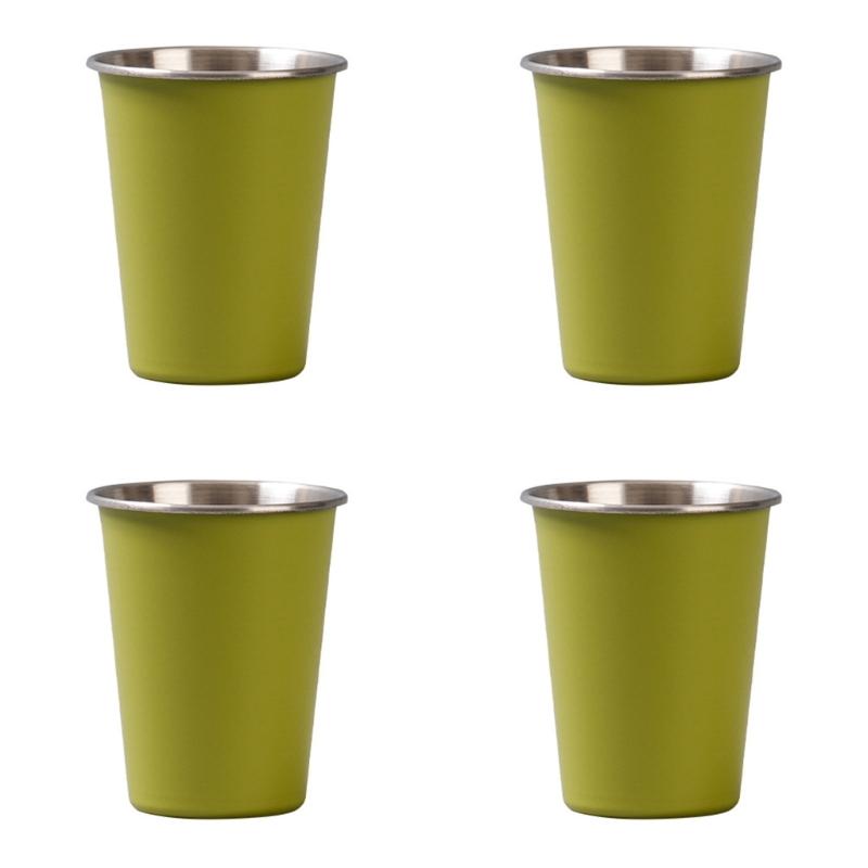 4pcs Stainless Steels Drinking Cups Outdoor Travel Cups 350ml Coffees Milk Beer Mug Stackable Camping Cup Enduring