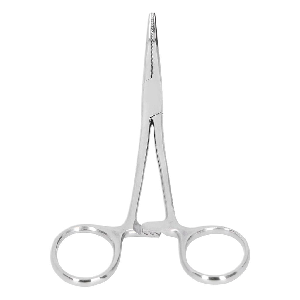 Hemostatic Forceps 14cm Stainless Steel Curved Tip Pliers Pet Hair Tweezers Livestock Supply