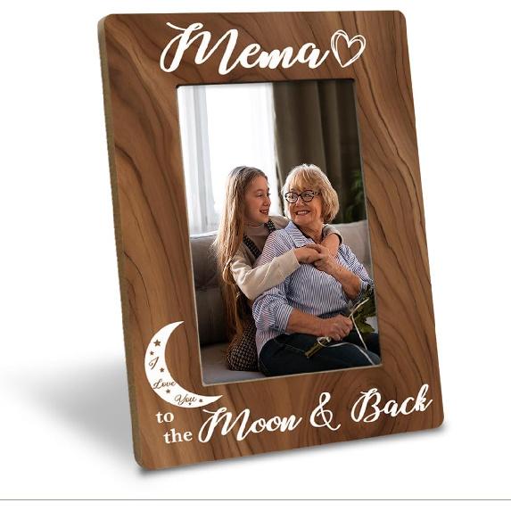 Mema Gift, Ideal Birthday Gift for Mema, Mother s Day Gift for Mema Grandma Mom, Mema I Love You to The Moon and Back Photo Frame, Holds 4 x 6 Inch color