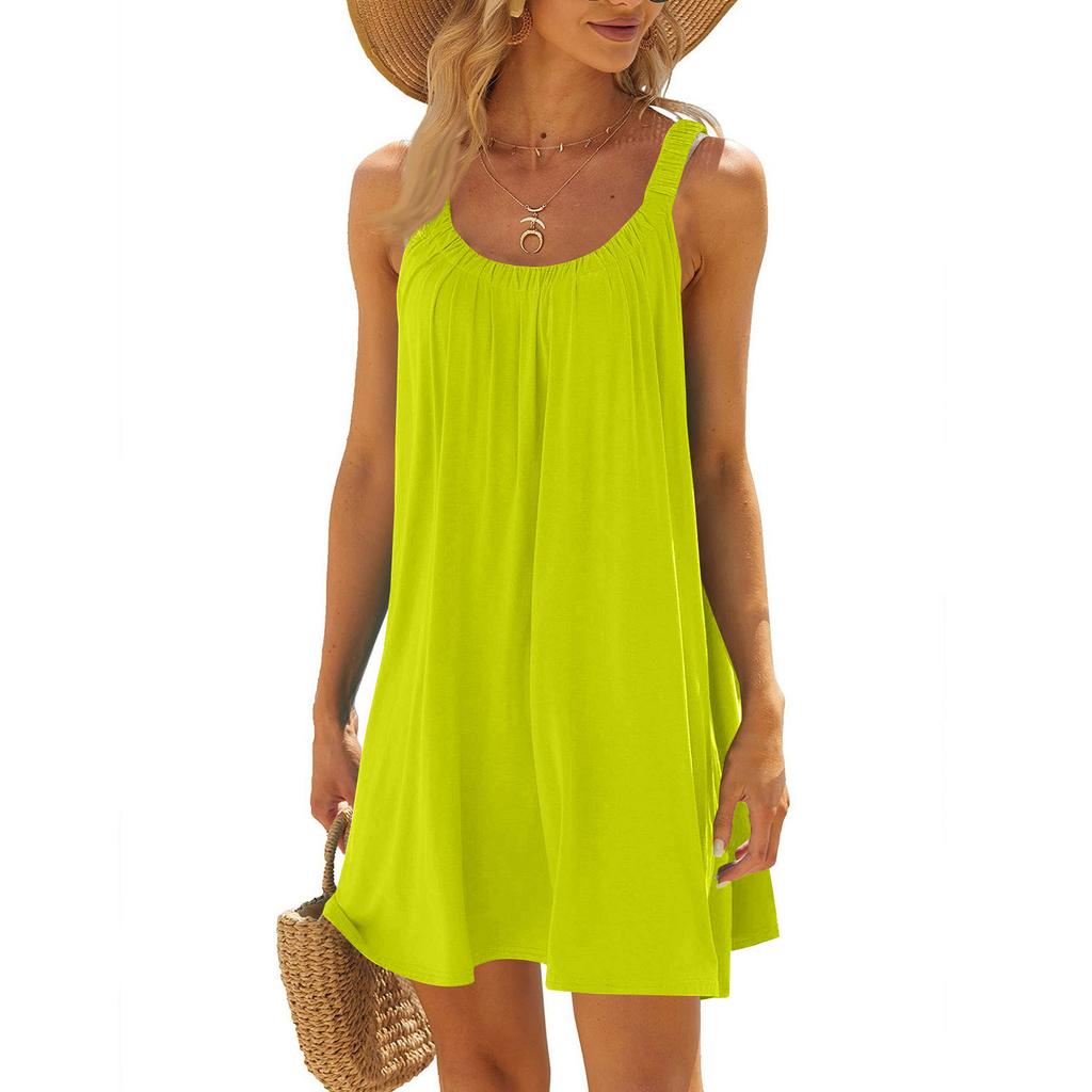 Ladies' Casual Loose Sleeveless U-neck Dress