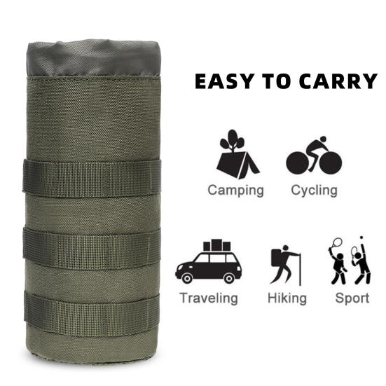 Husă tactică pentru sticle de apă, suport pentru sticle de apă sport, cu șnur deschis în partea de sus și plasă de jos, atașat la centura de rucsac, vestă