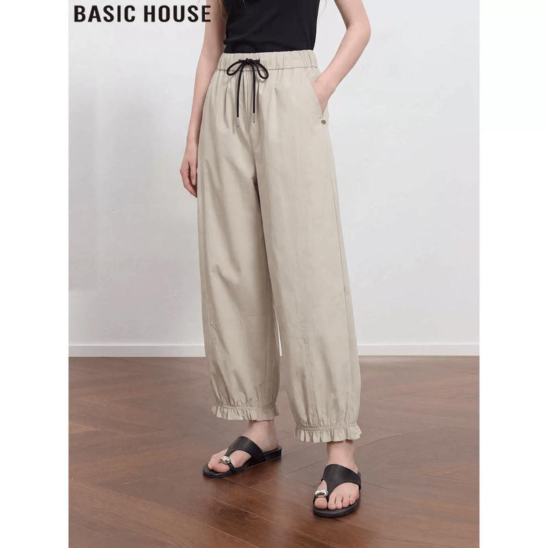 Basic House Women s High-Waist Tapered Ankle Pants L