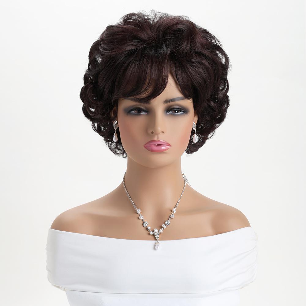 Женский парик в западном стиле, короткий кудрявый, естественно выглядящий, пушистый синтетический парик-полная шапочка темно-коричневого
