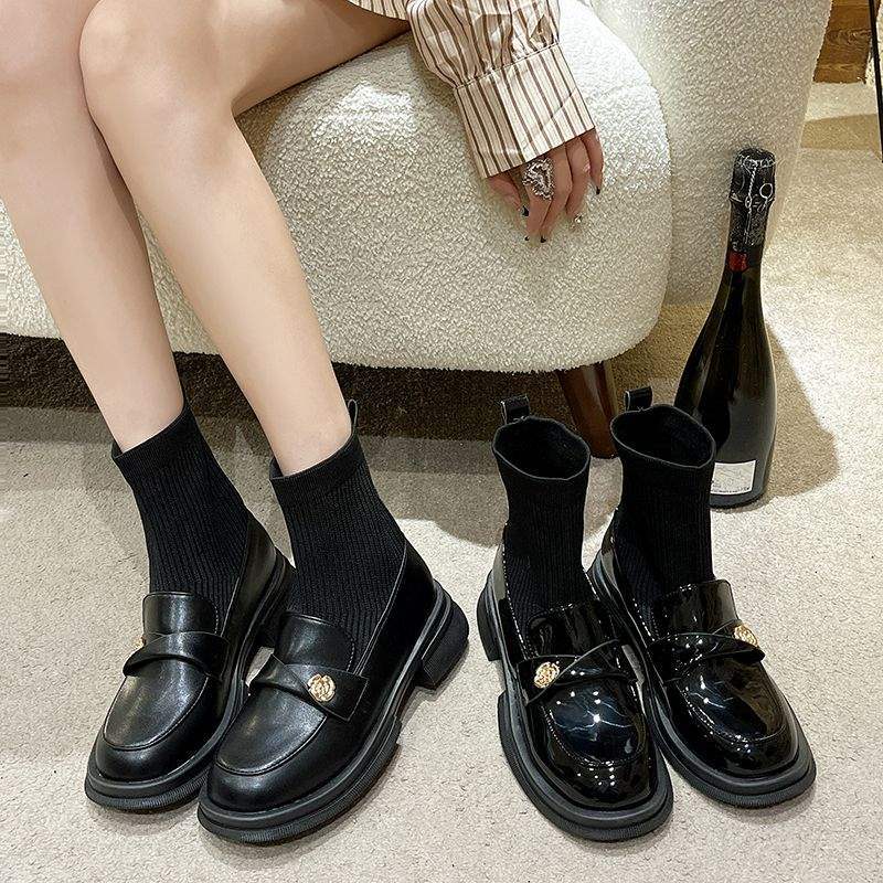 Martin boots children 2025 popular foreign style small short boots platform socks boots thin small ankle boots autumn and winter velvet