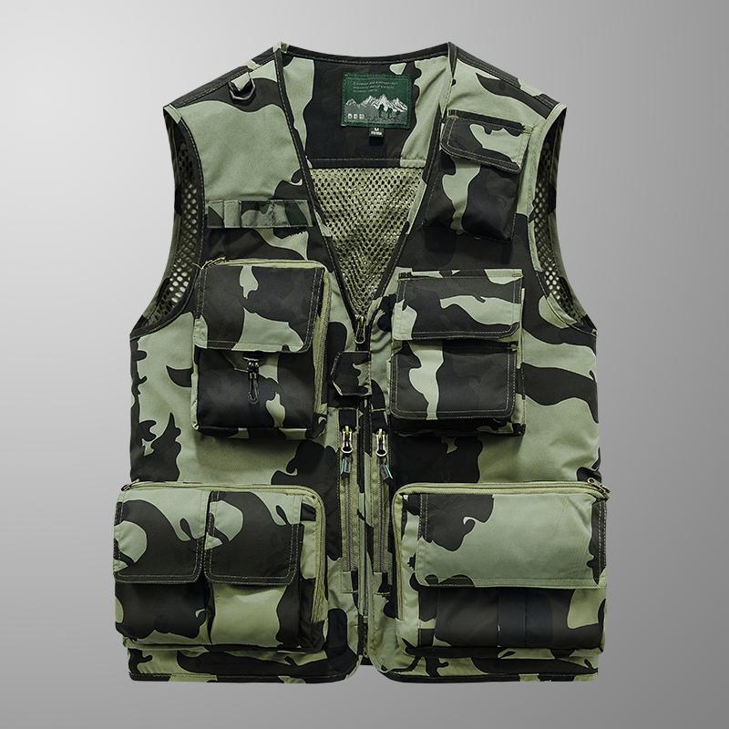 Men's Outdoor Sports Leisure Fishing Windproof Breathable Leather Vest Spring and Autumn Outdoor Sleeveless Camouflage Vest