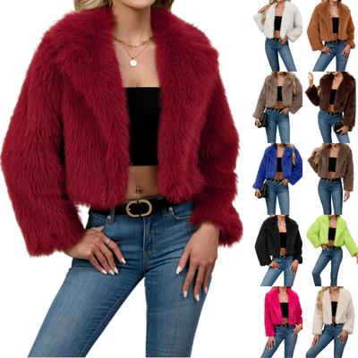 Fashionable Women's Plush Short Jacket Fauxsuit Collar