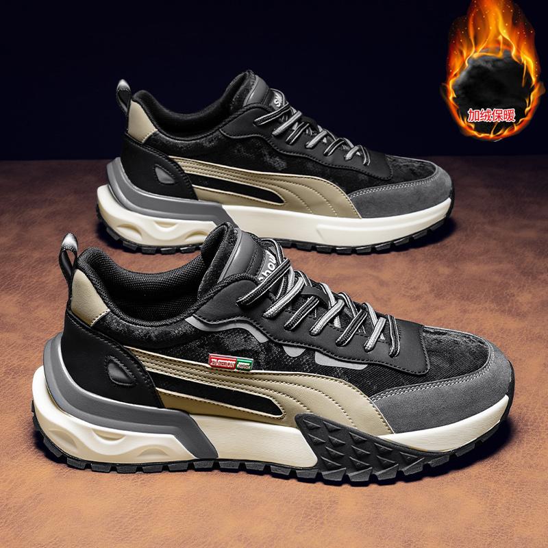 Winter Men's Shoes Fur Warm Casual Shoes Luxury Platform Shoes Light Anti-slip Sports Shoes Comfortable Outdoor Trainer Race Run