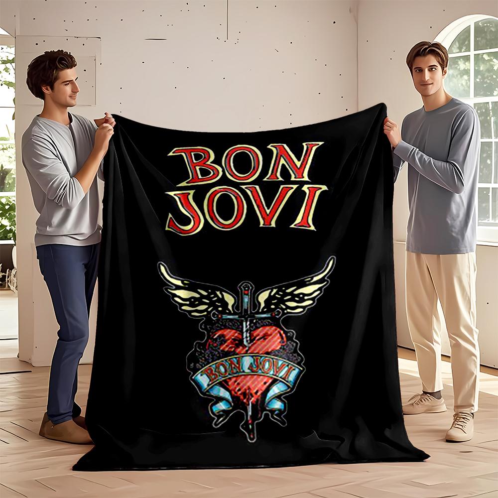 Bon Jovi Heart and Wings Design Blanket Flannel blanket for bedroom, living room, sofa, and nap sofas.