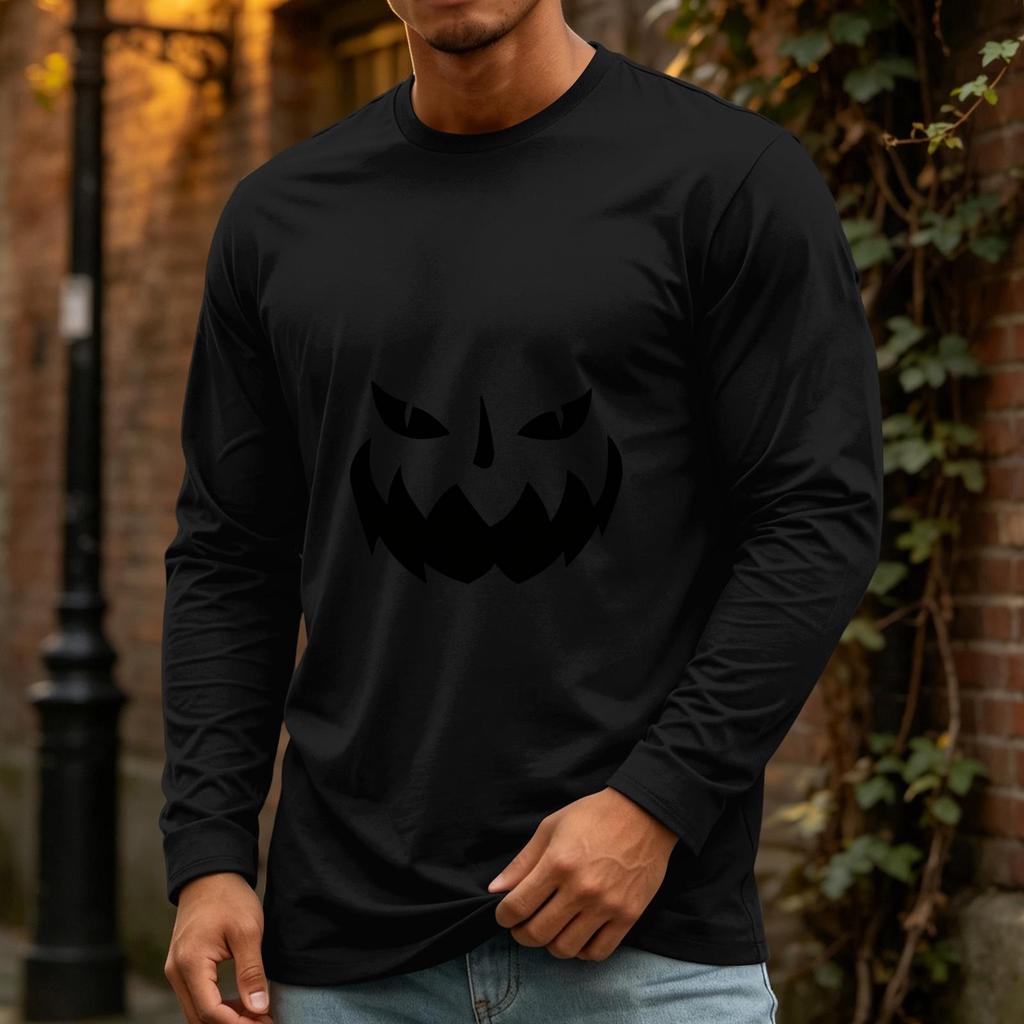 Men's Halloween Long Sleeve Neck Casual Top for Party